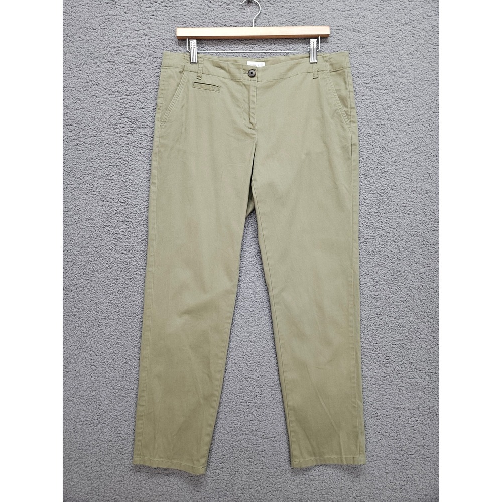 J. Jill Live-In Chino Pants 10 Petite Olive Green Straight Leg Casual Utility